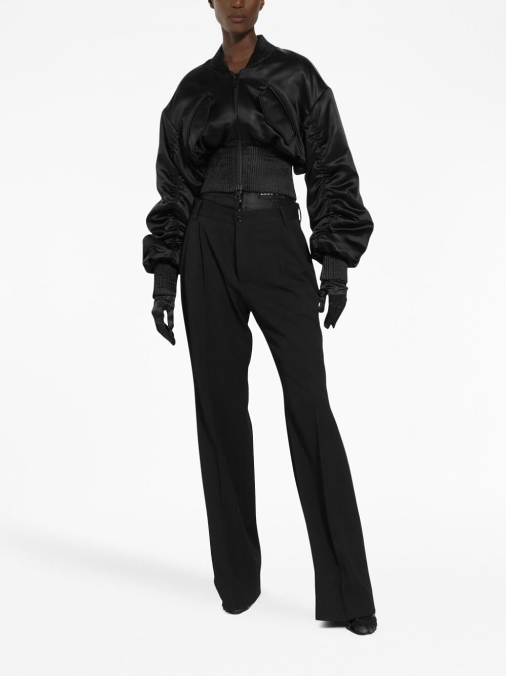 High-waisted trousers with box-pleat 
