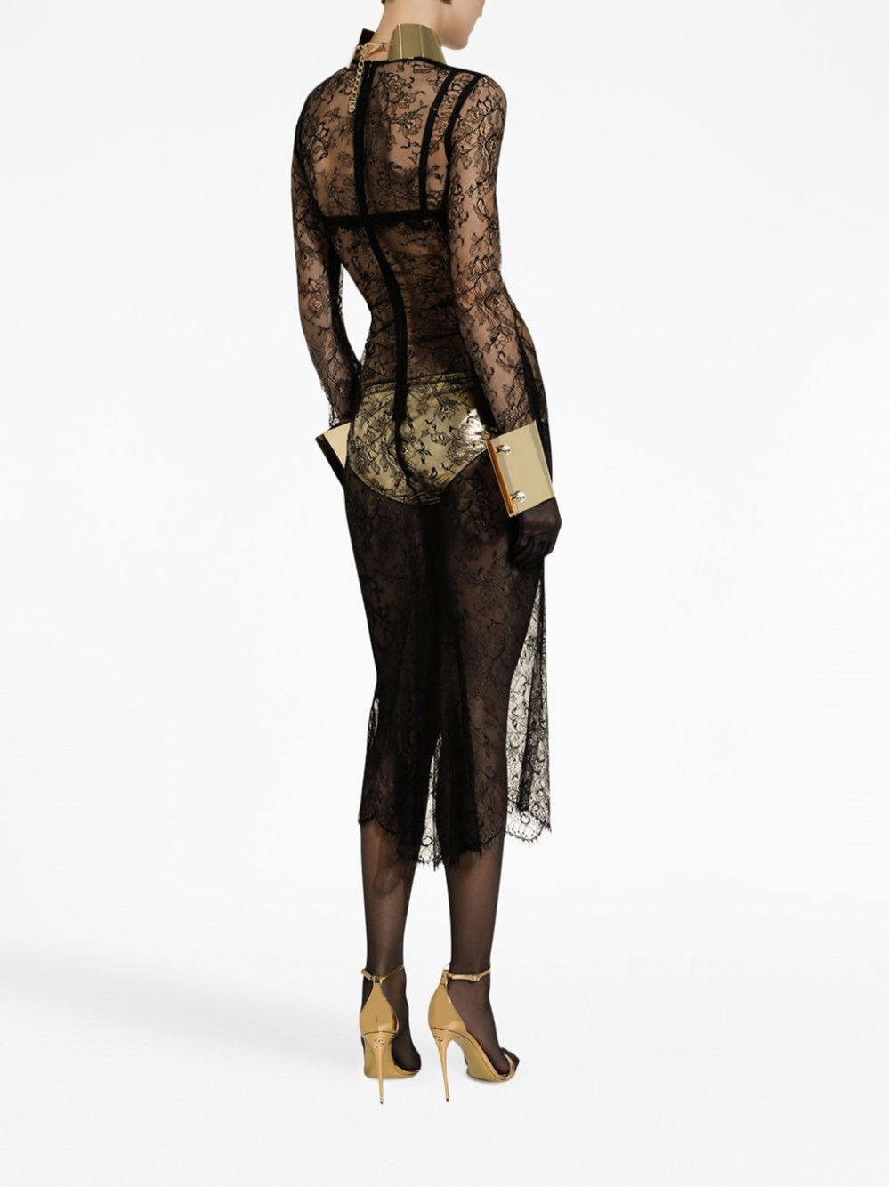 Semi-sheer lace midi Dress