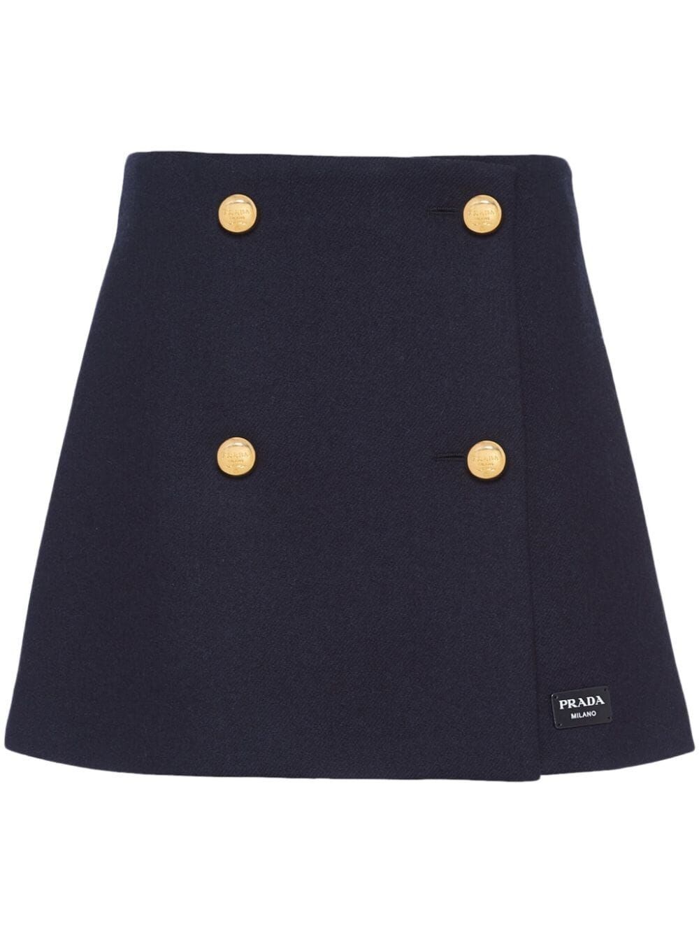 Prada Lana Double Mini Skirt With Buttons In Blue