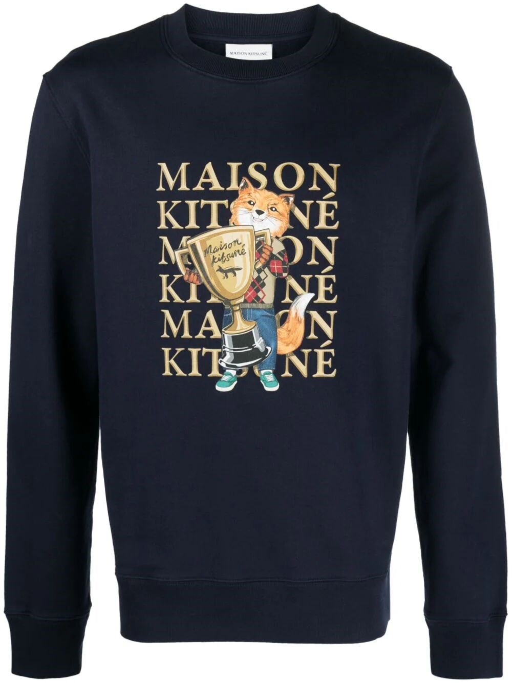 Shop Maison Kitsuné Fox Champion Cotton Sweatshirt In Blue