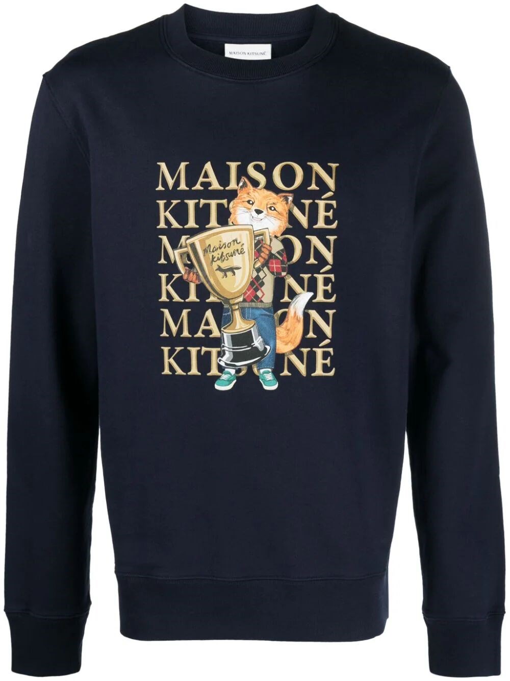 Maison Kitsuné Fox Champion Cotton Sweatshirt In Blue
