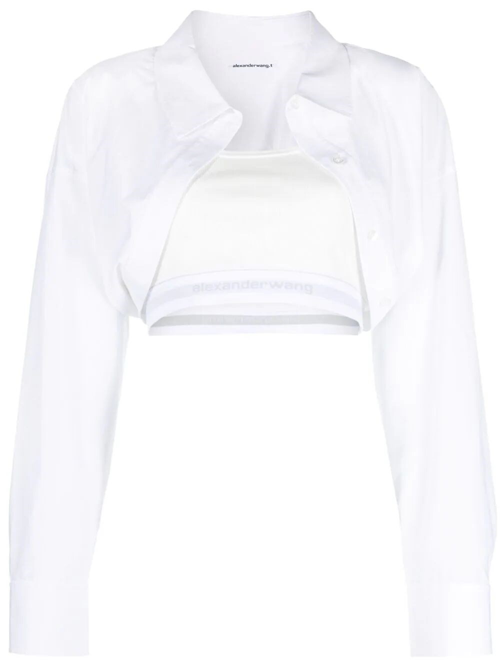 Alexander Wang Layered Cropped Shirt In White