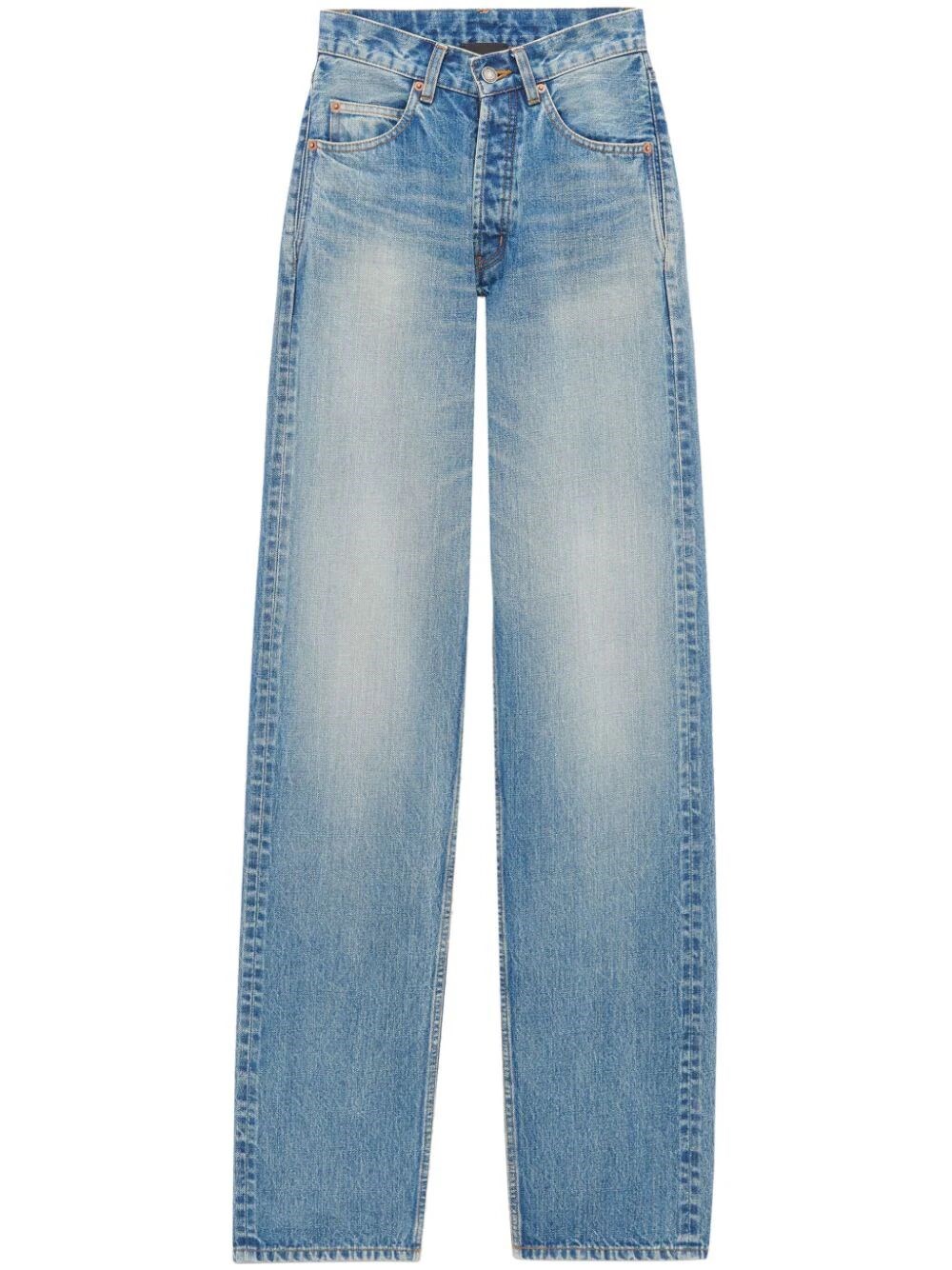 Saint Laurent Whiskering-effect Straight-leg Jeans In Blue