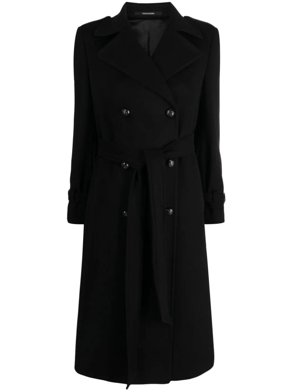 Tagliatore Double-breasted Trench Coat In Black