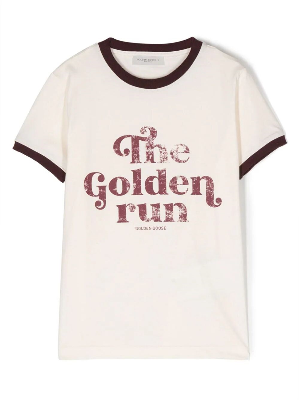 Golden Goose Kids' T-shirt In Cotone Con Slogan Sbiadito In White