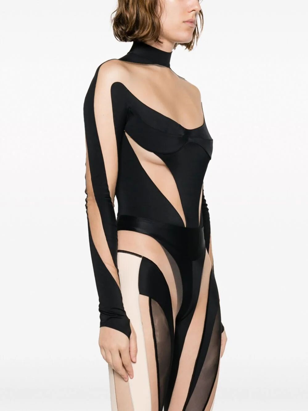 illusion panelled bodysuit