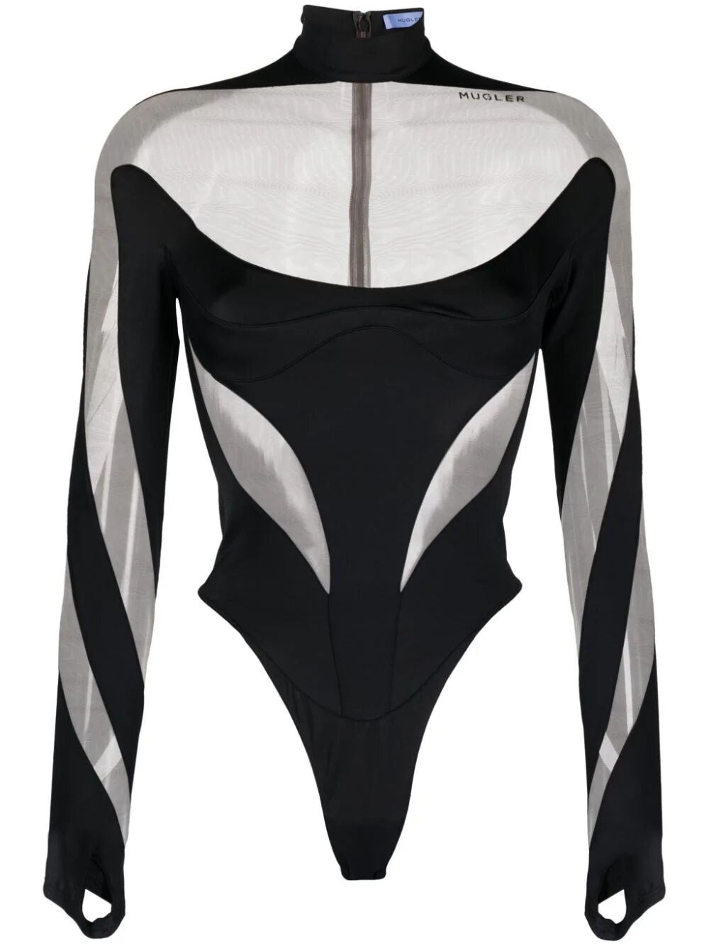 Shop Mugler Illusion Panelled Bodysuit In Black