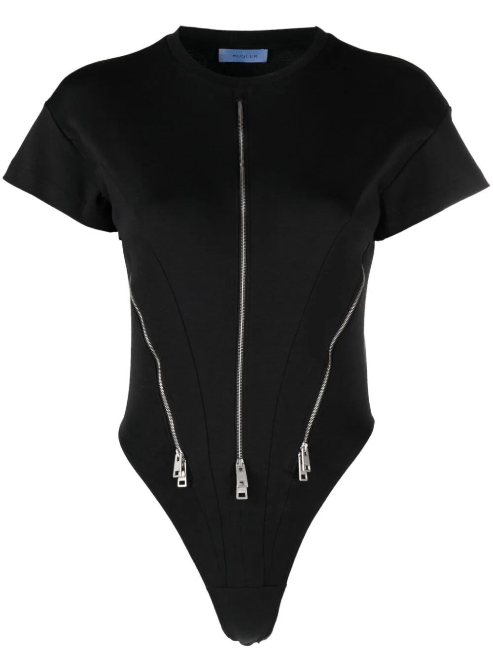 Shop Mugler Zip-detail Bodysuit In Black