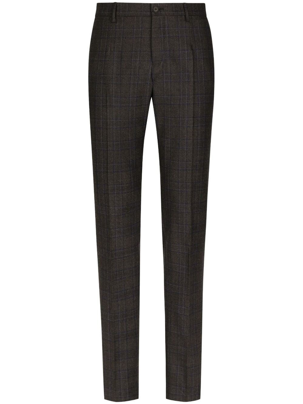 Dolce & Gabbana Tailored Woolen Trousers Check Pattern In Brown