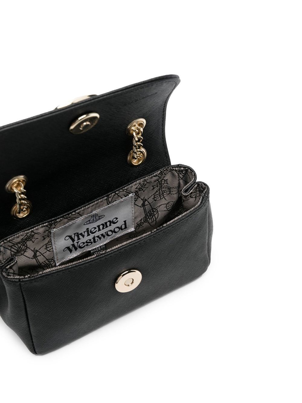 Vivienne Westwood Orb-plaque Saffiano Leather Clutch - Black
