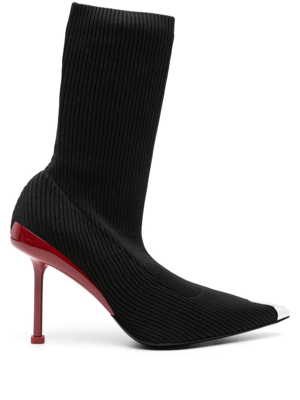 Alexander Mcqueen Slash Knit 90mm Ankle Boots In Black