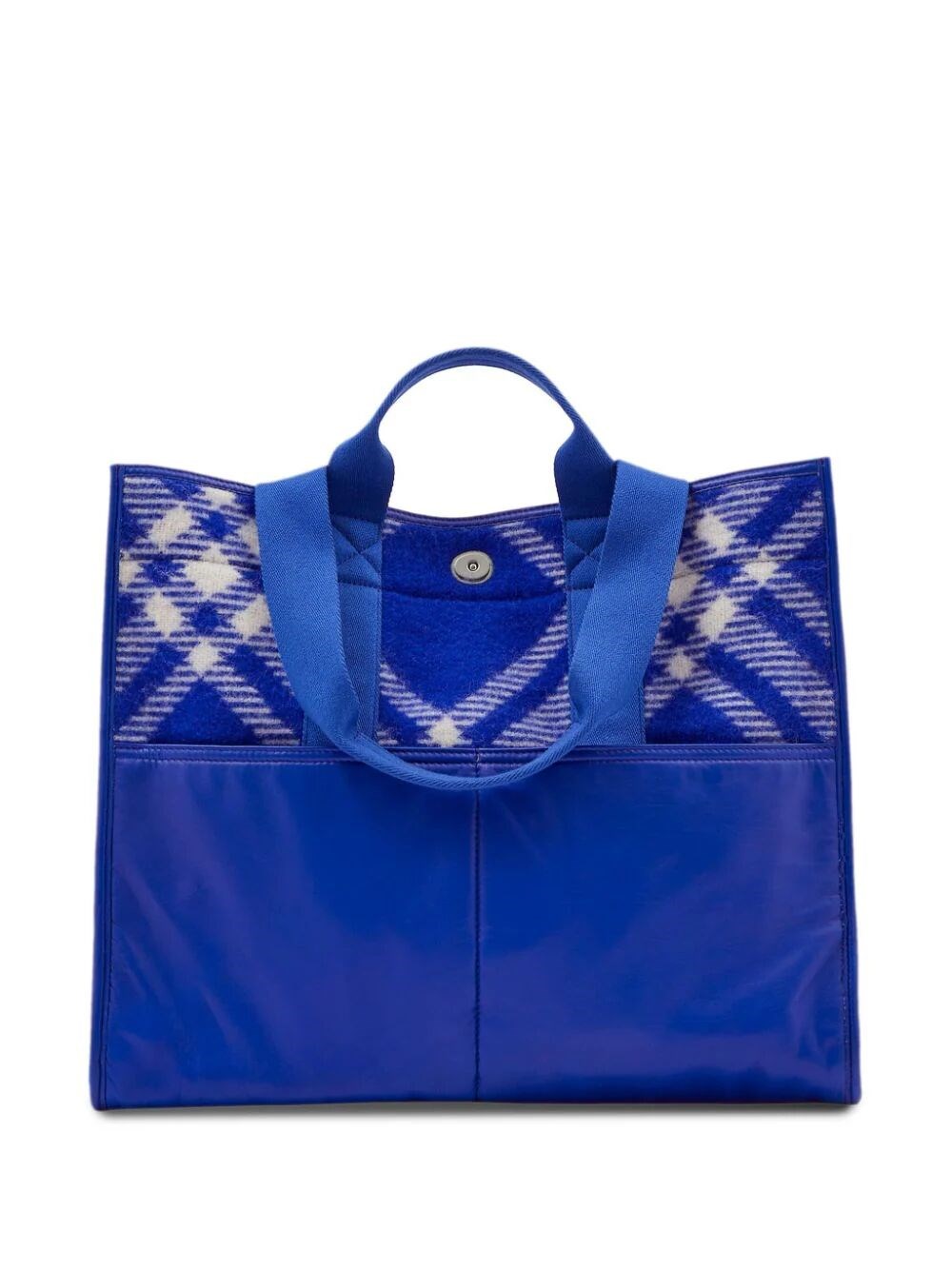 Shop Burberry Check-pattern Shopper Tote Bag In Blue