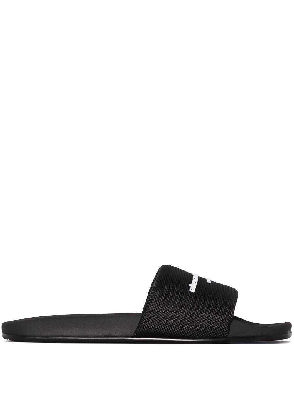 Alexander wang パッド入りロゴプールスライドサンダル