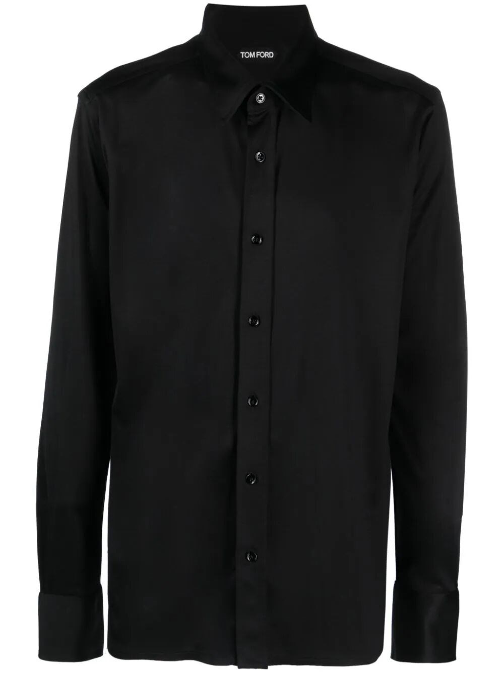 Black silk straight-point collar