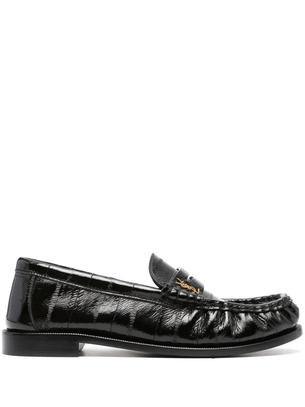Logo-plaque leather loafers