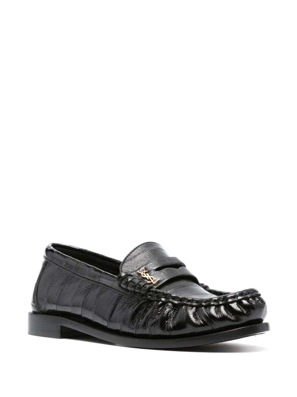 Logo-plaque leather loafers