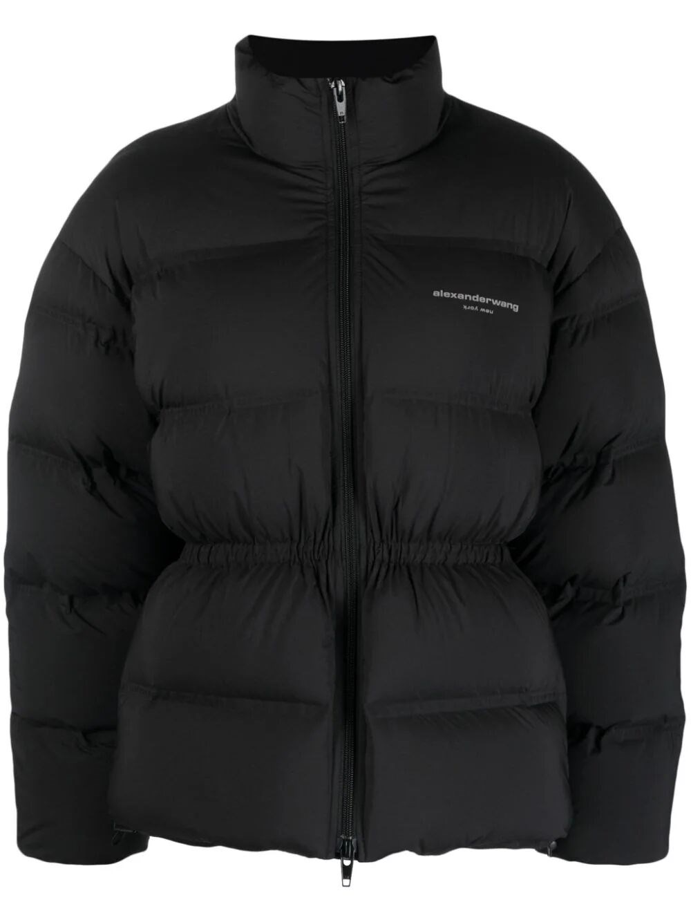 Alexander Wang Logo Printed Down Jacket In Black