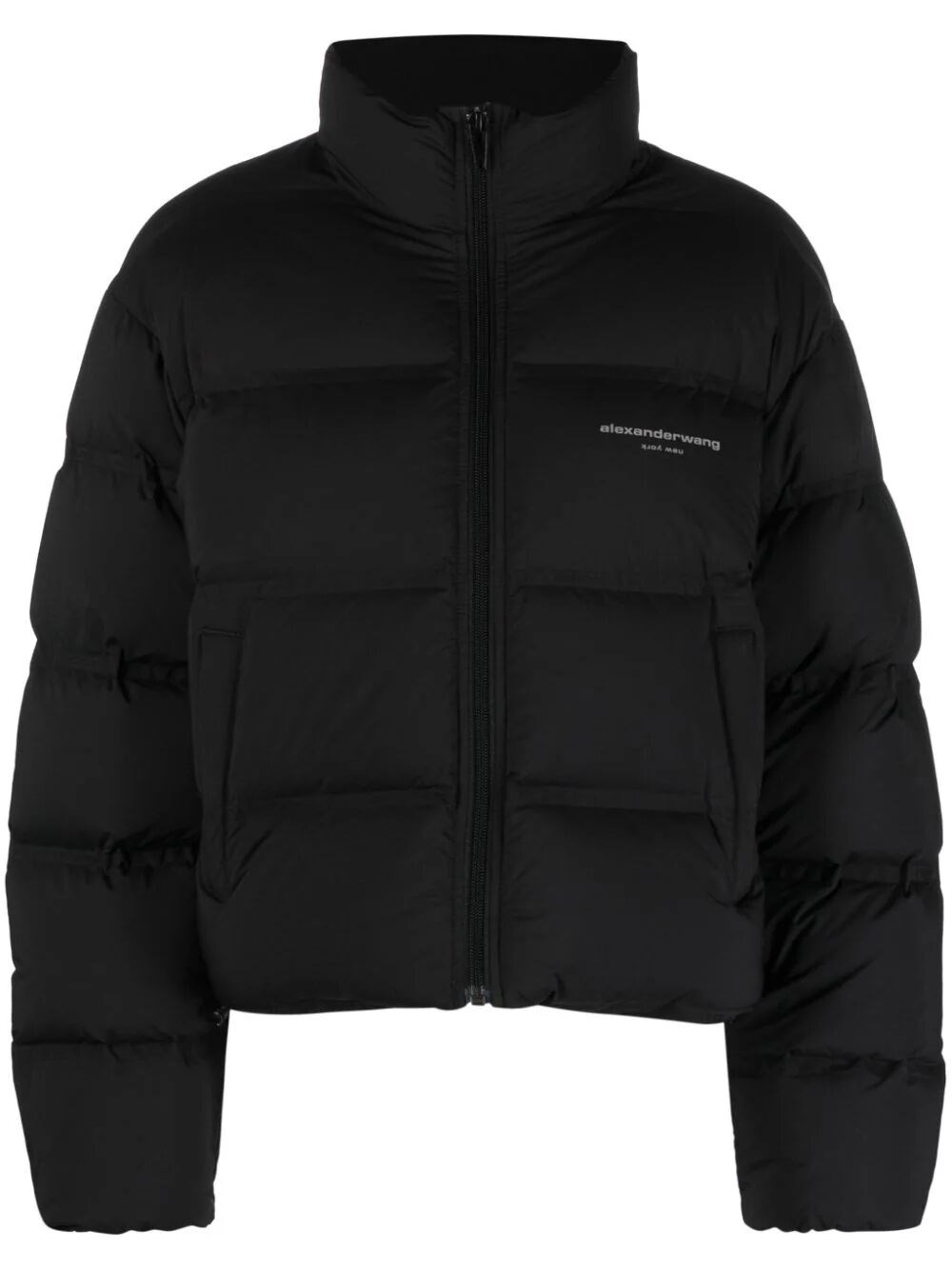 Alexander Wang Short Quilted Down Jacket With Reflective Logo Clothing In Multi
