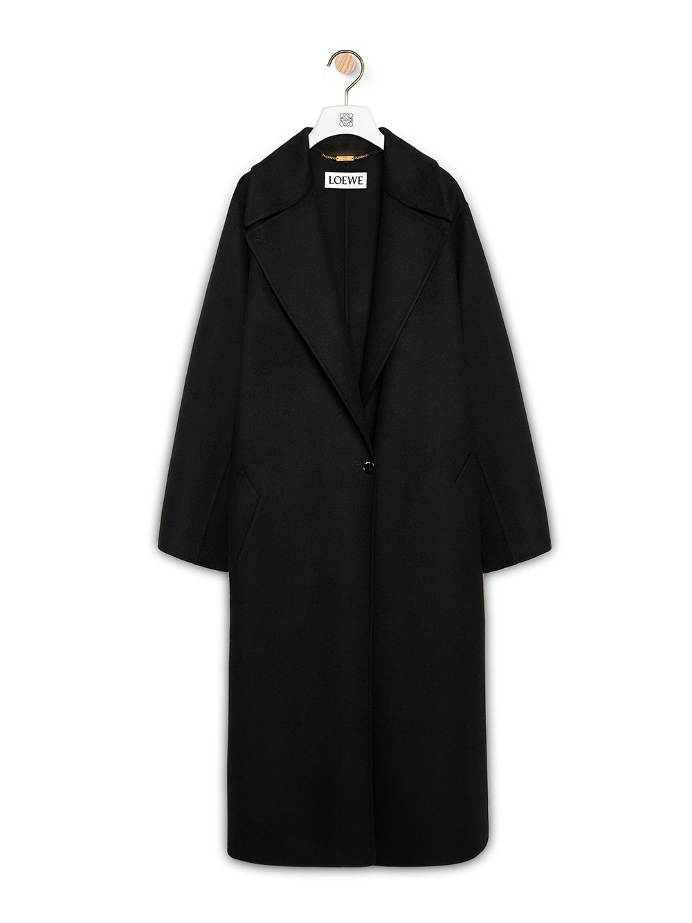 Shop Loewe Coat In Wool And Cashmere In Black