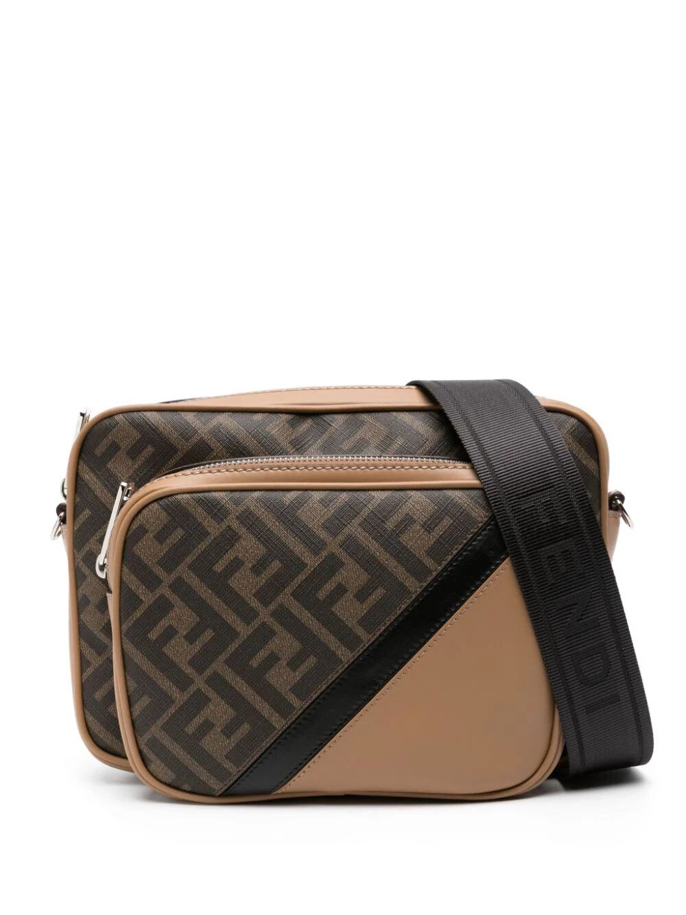 FF-pattern leather shoulder bag