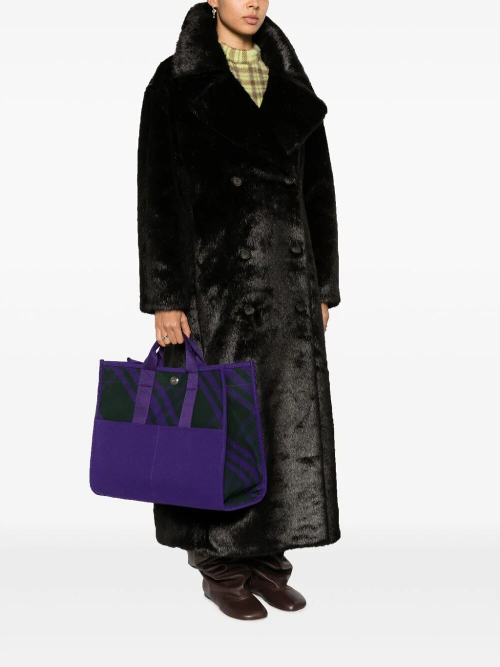 Organic cotton/calf leather Tote Bag