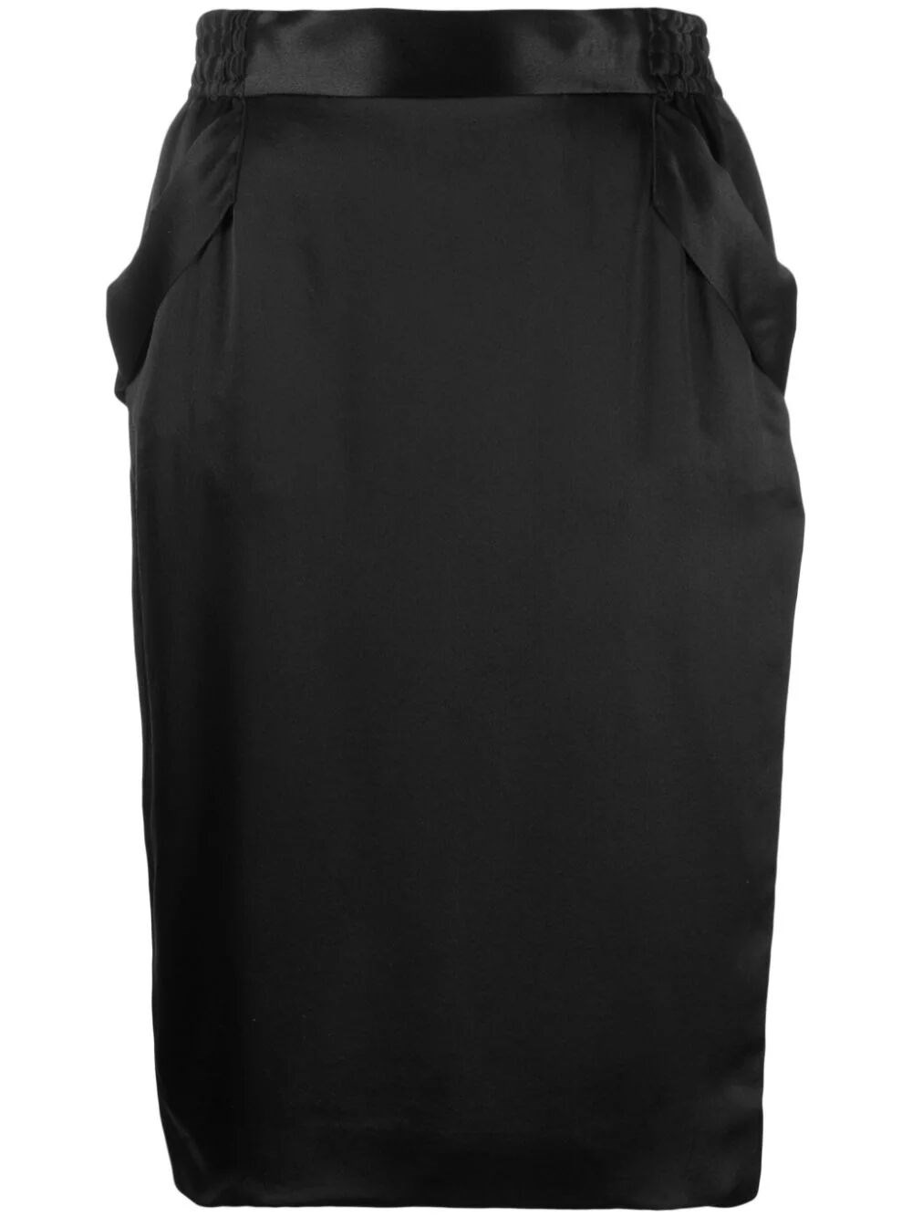 satin-finish silk pencil skirt