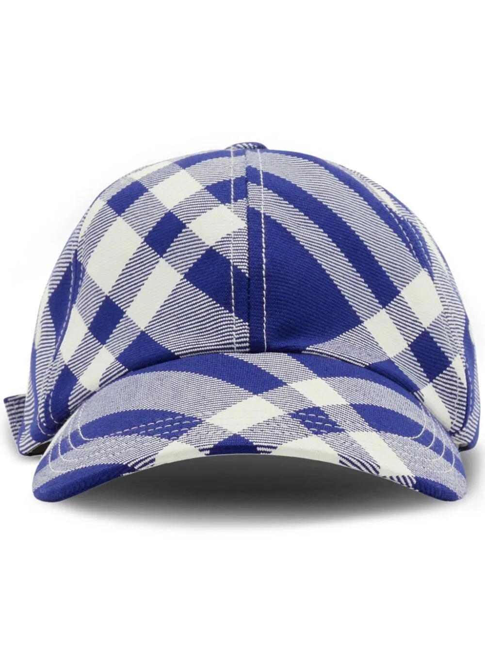 Check-plaid cotton baseball cap