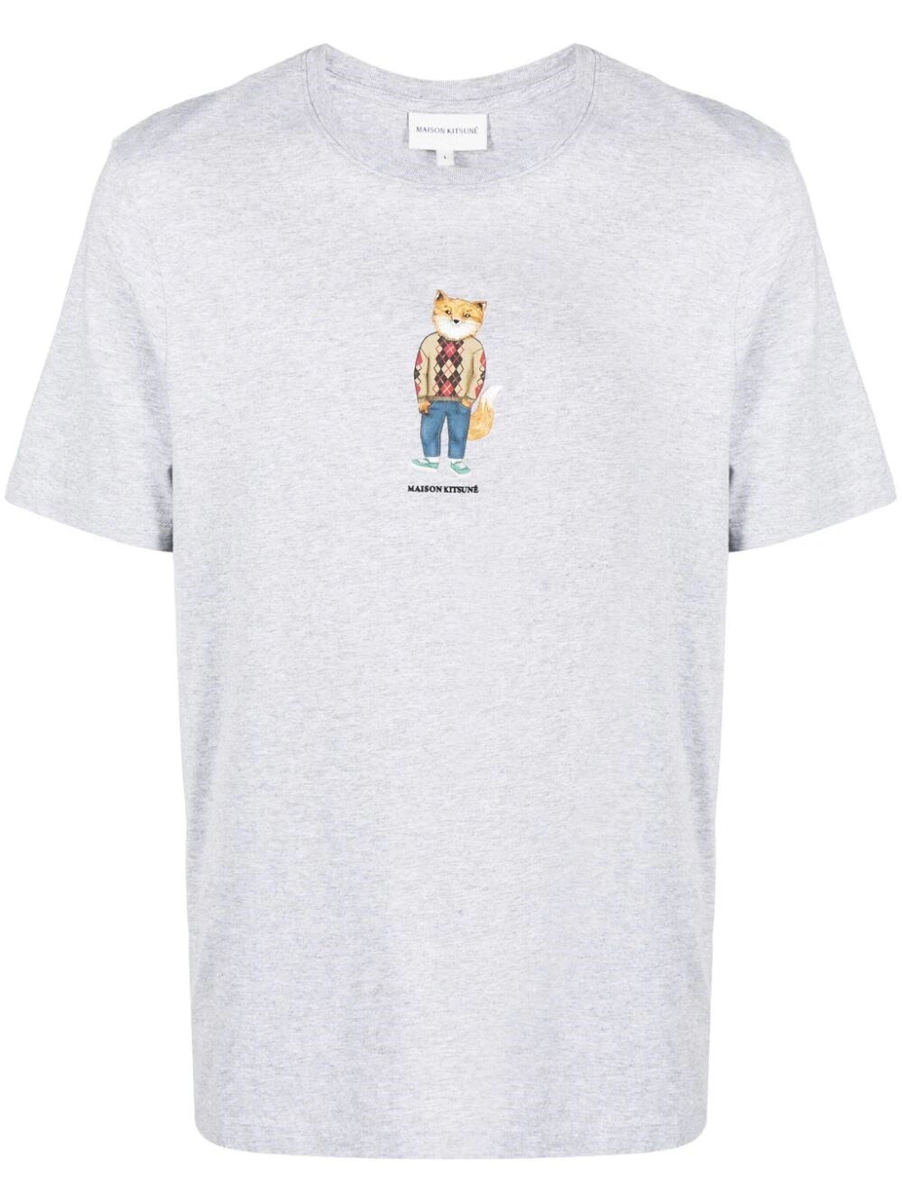 Mélange effect Fox Print T-shirt