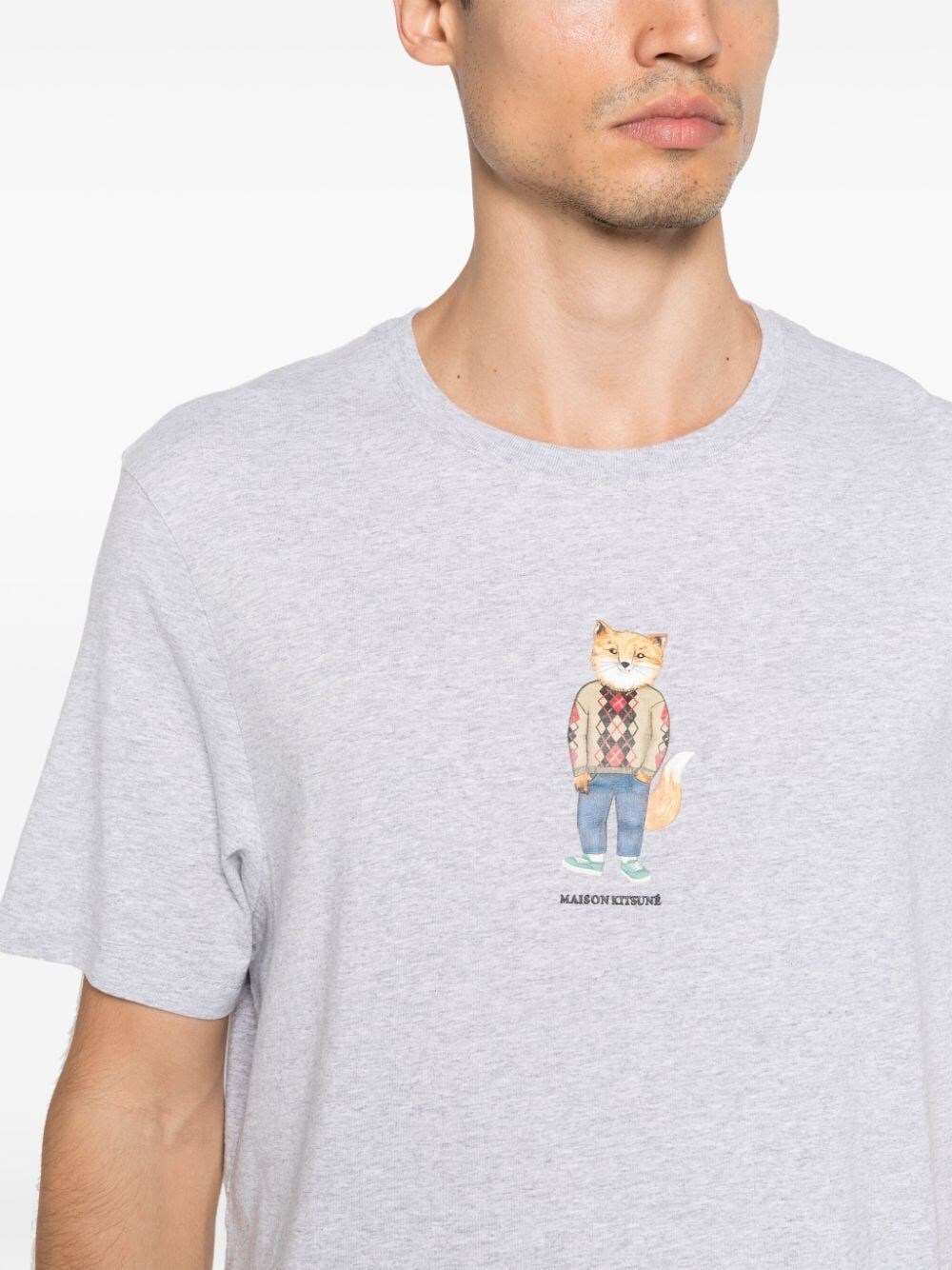 Mélange effect Fox Print T-shirt