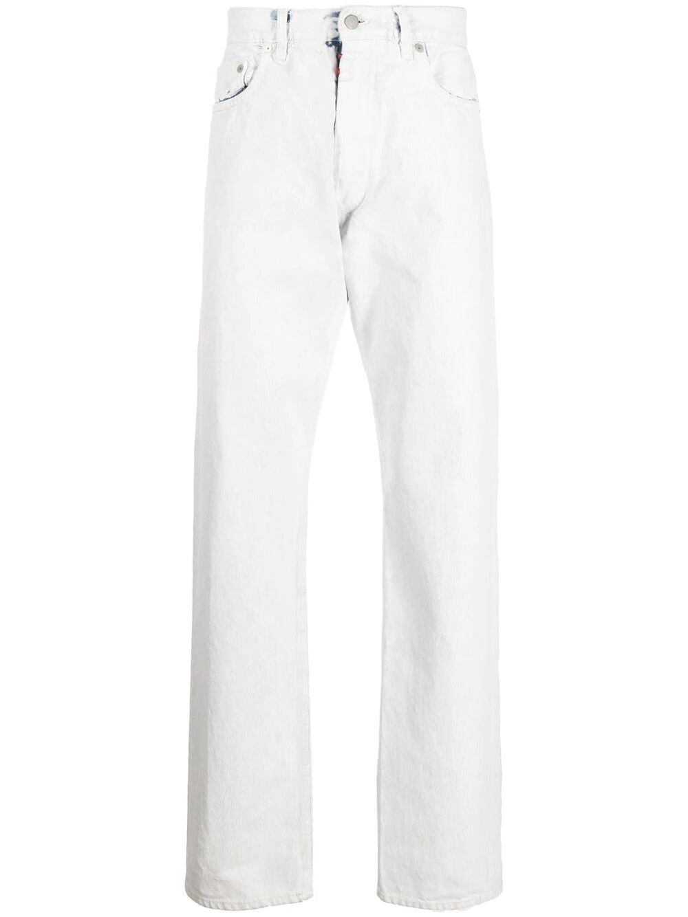 painted-design straight-leg jeans