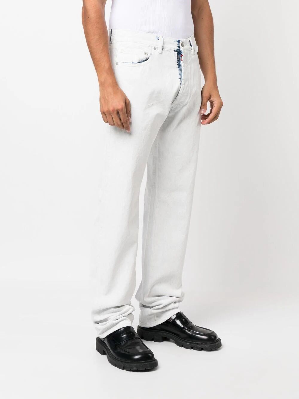 painted-design straight-leg jeans