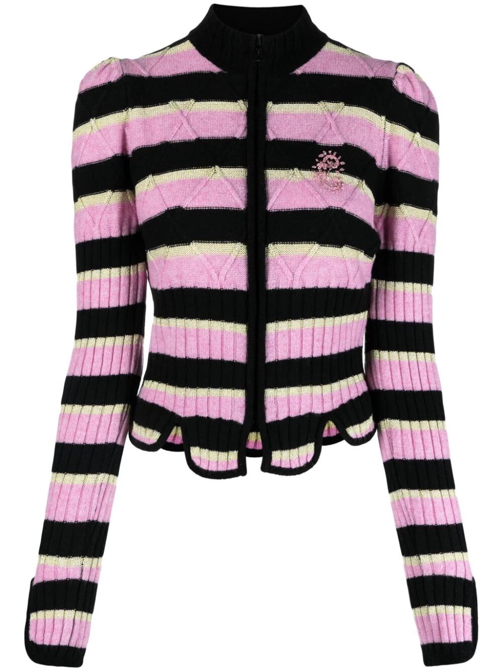 Cormio Divna Embroidered Wool Blend Sweater In Pink & Purple