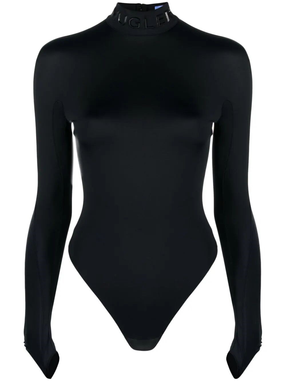 High neck bodysuit with logo