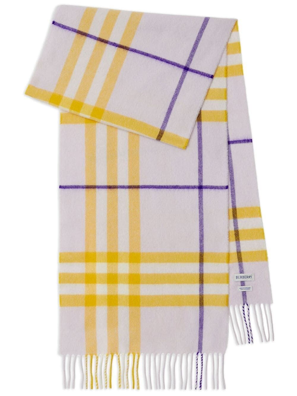 Shop Burberry Checked Fringed-edge Cashmere Scarf In Multicolour