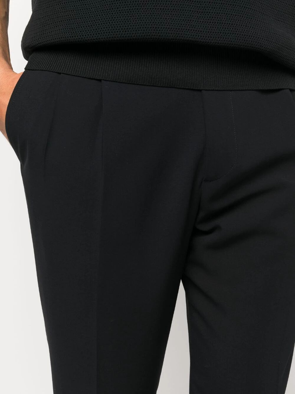 Pressed-crease virgin wool tailored trousers