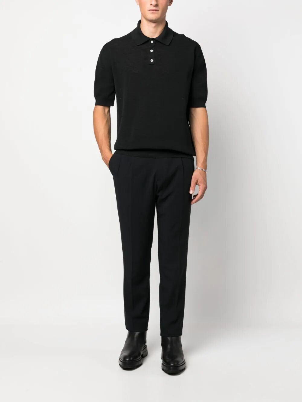 Pressed-crease virgin wool tailored trousers