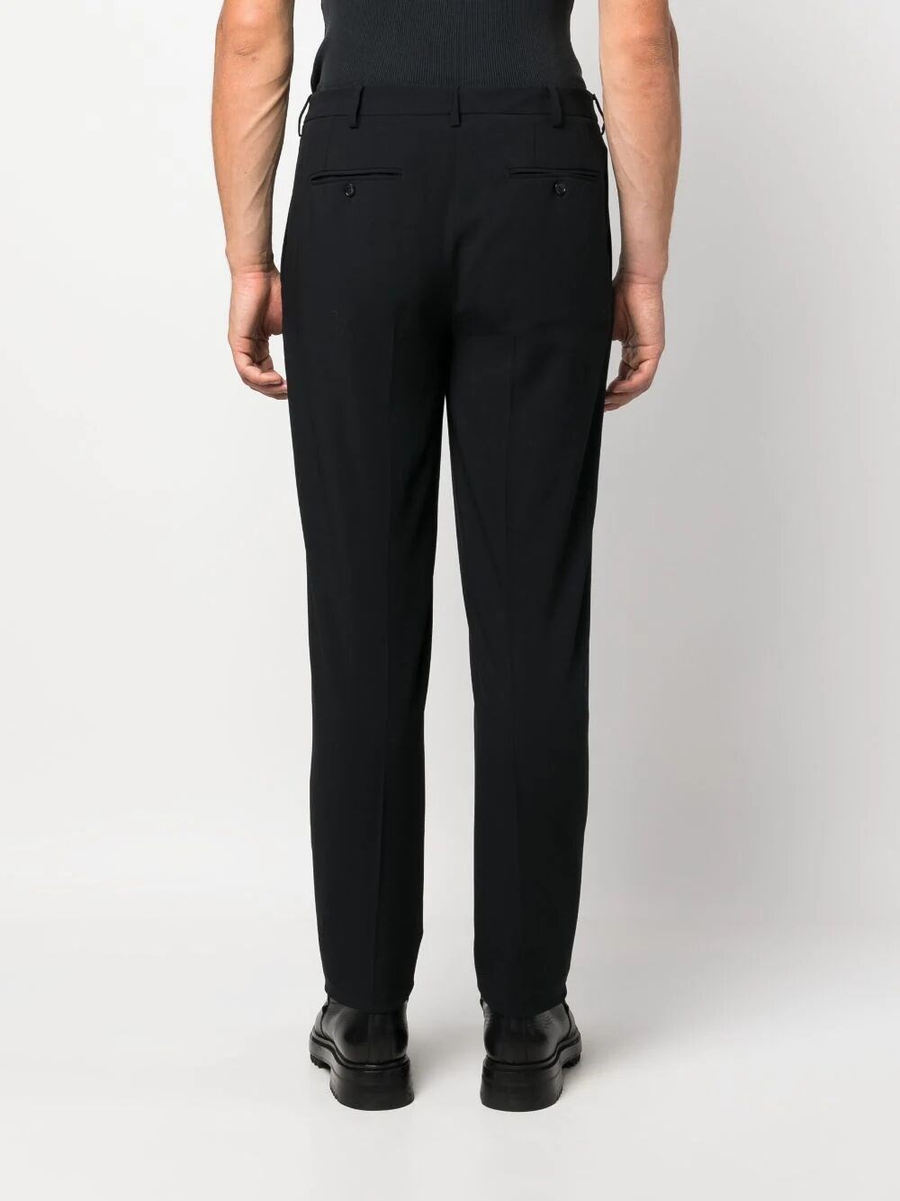 Pressed-crease virgin wool tailored trousers