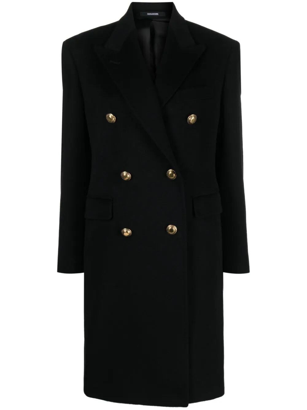 Tagliatore Double-breasted Cashmere Coat In Black