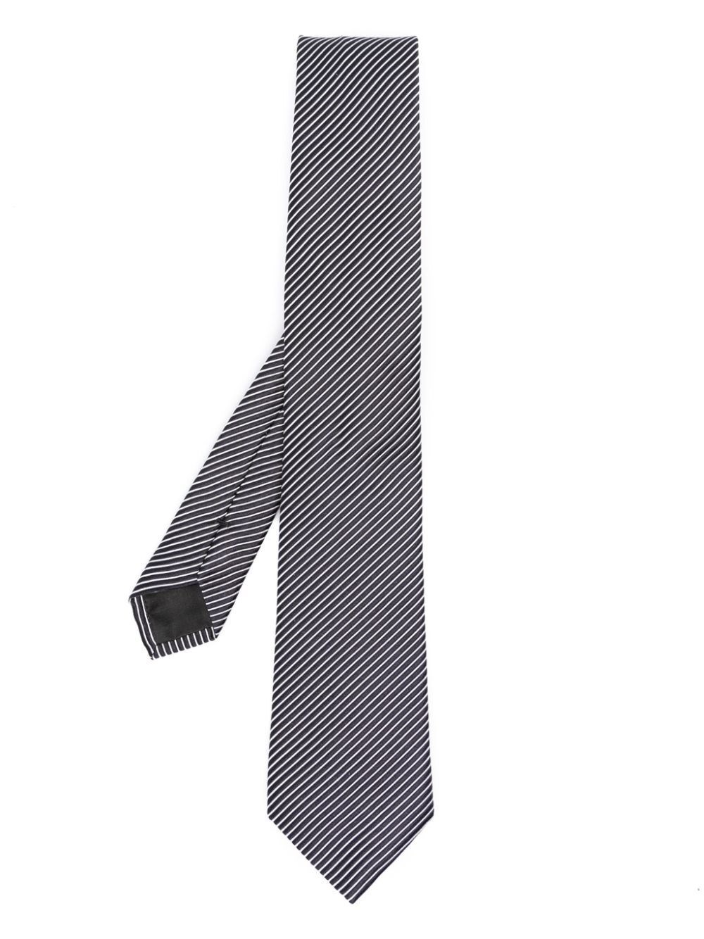 Stripe-print silk blend tie