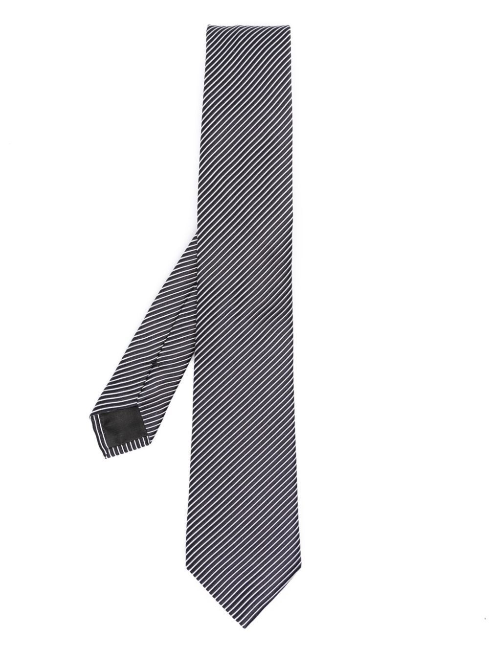 Shop Giorgio Armani Stripe-print Silk Blend Tie In Blue