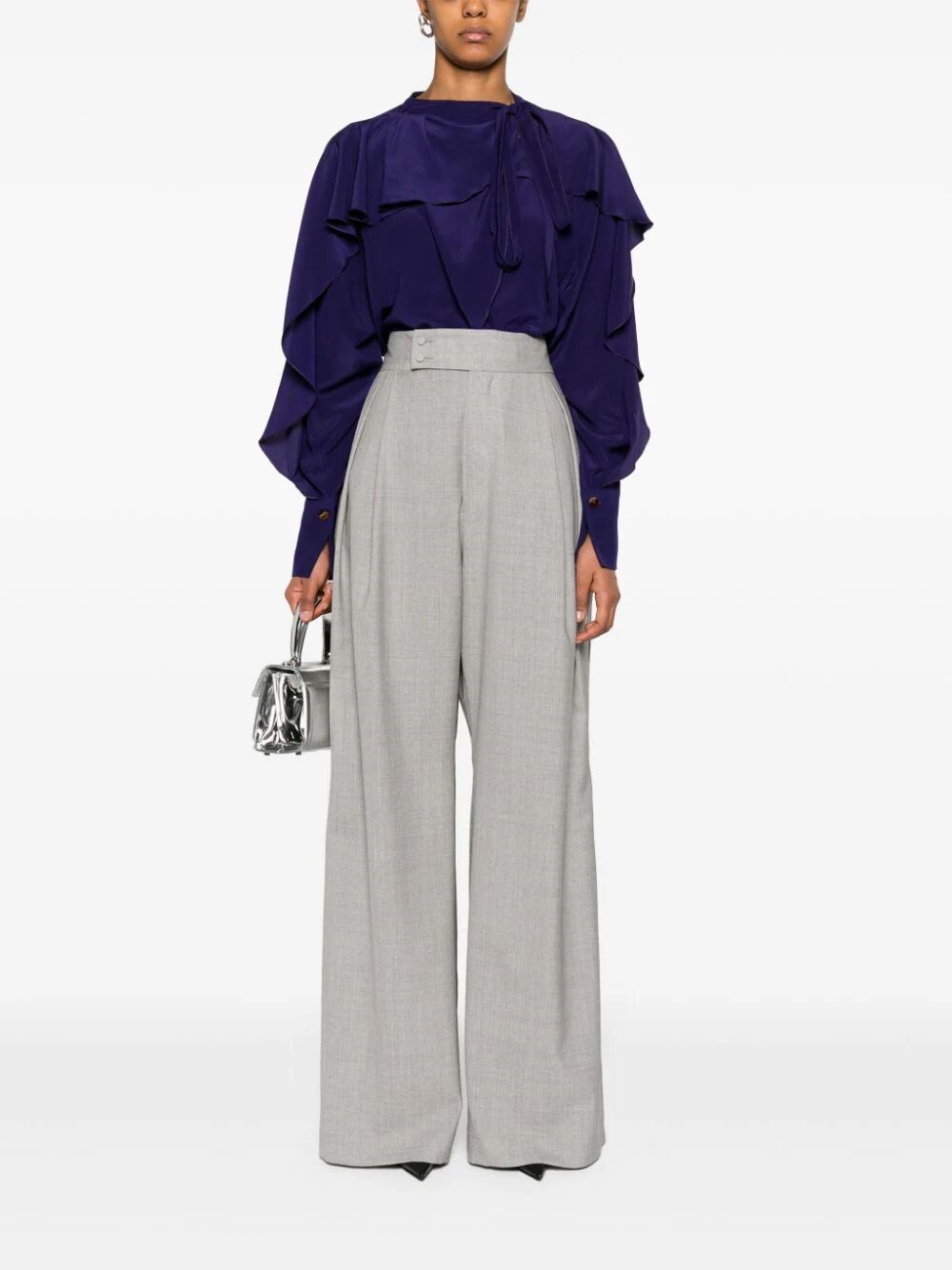 Tie detail ruffle blouse