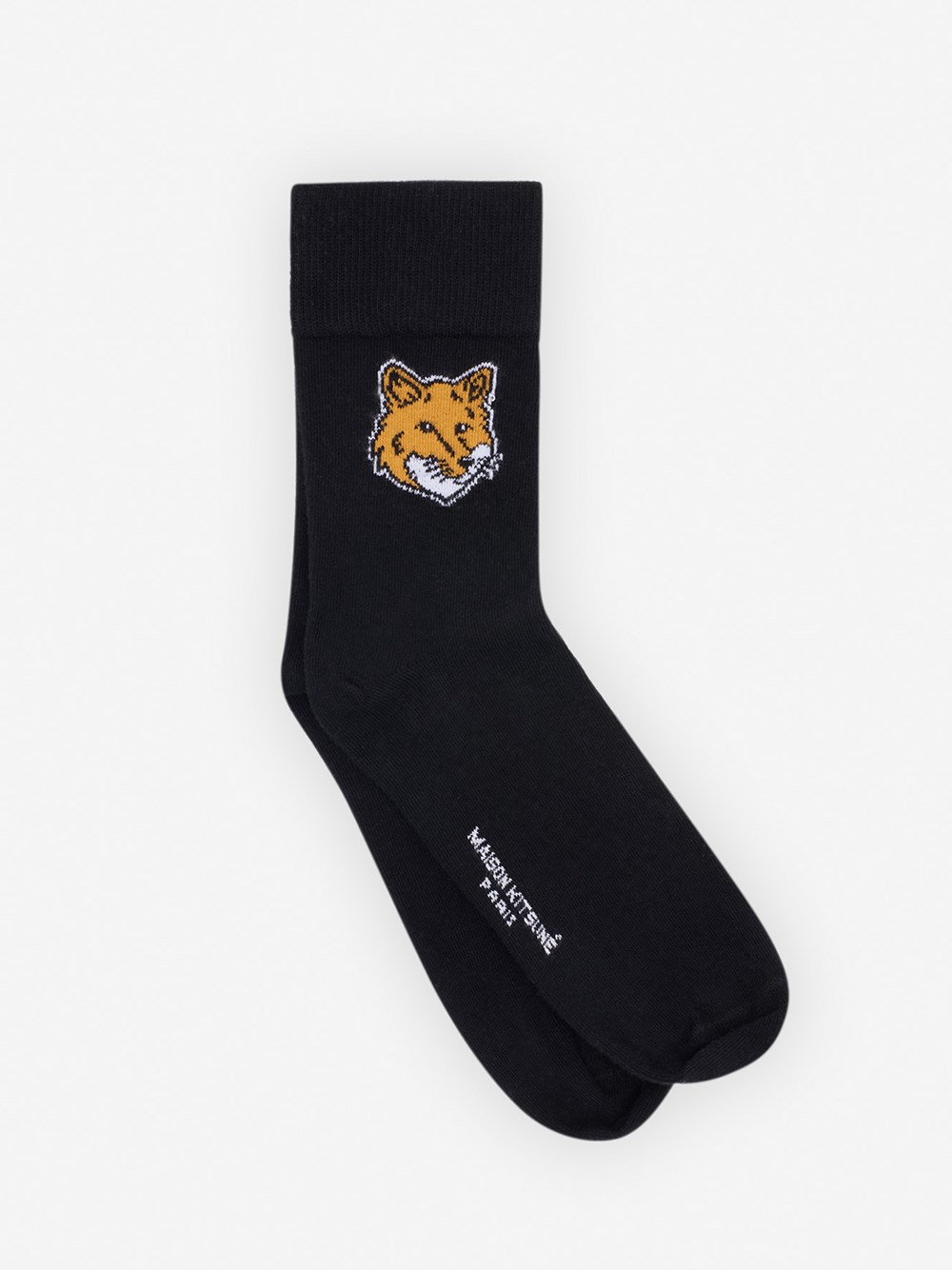 Shop Maison Kitsuné Fox Head Socks In Black