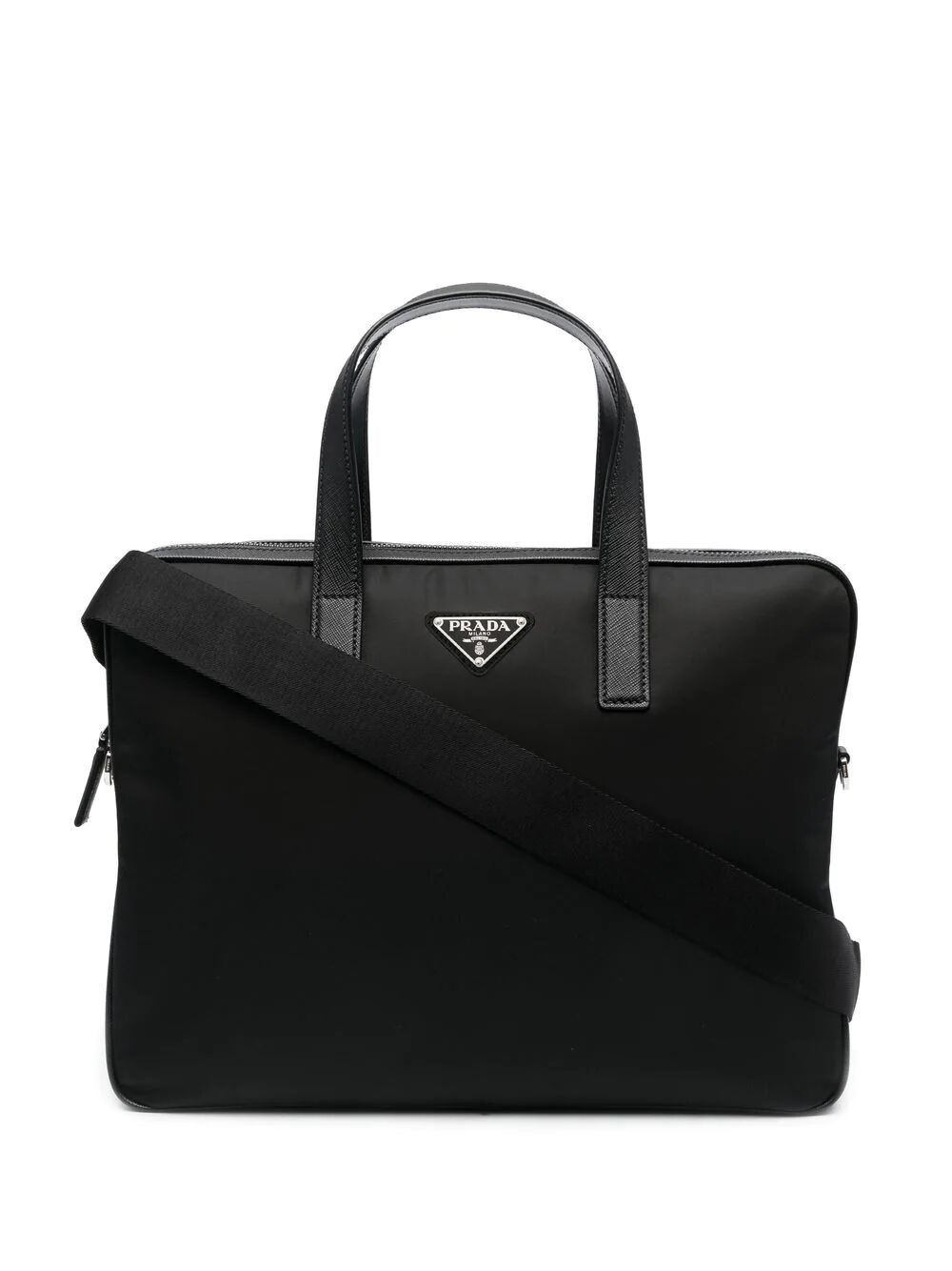 Re-Nylon and saffiano briefcase