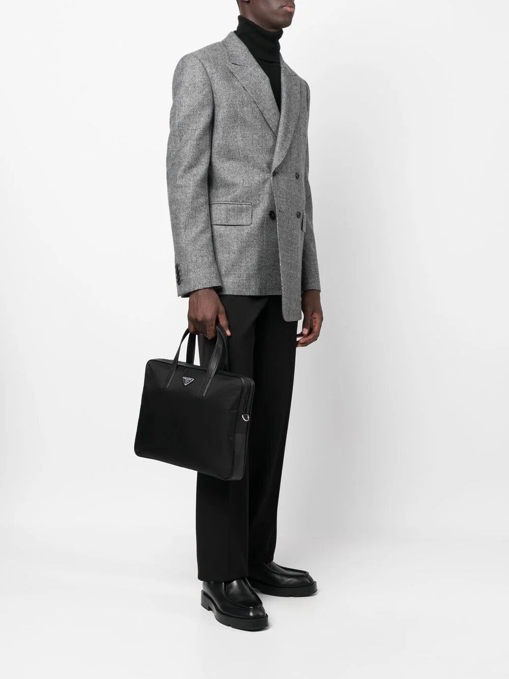 Re-Nylon and saffiano briefcase