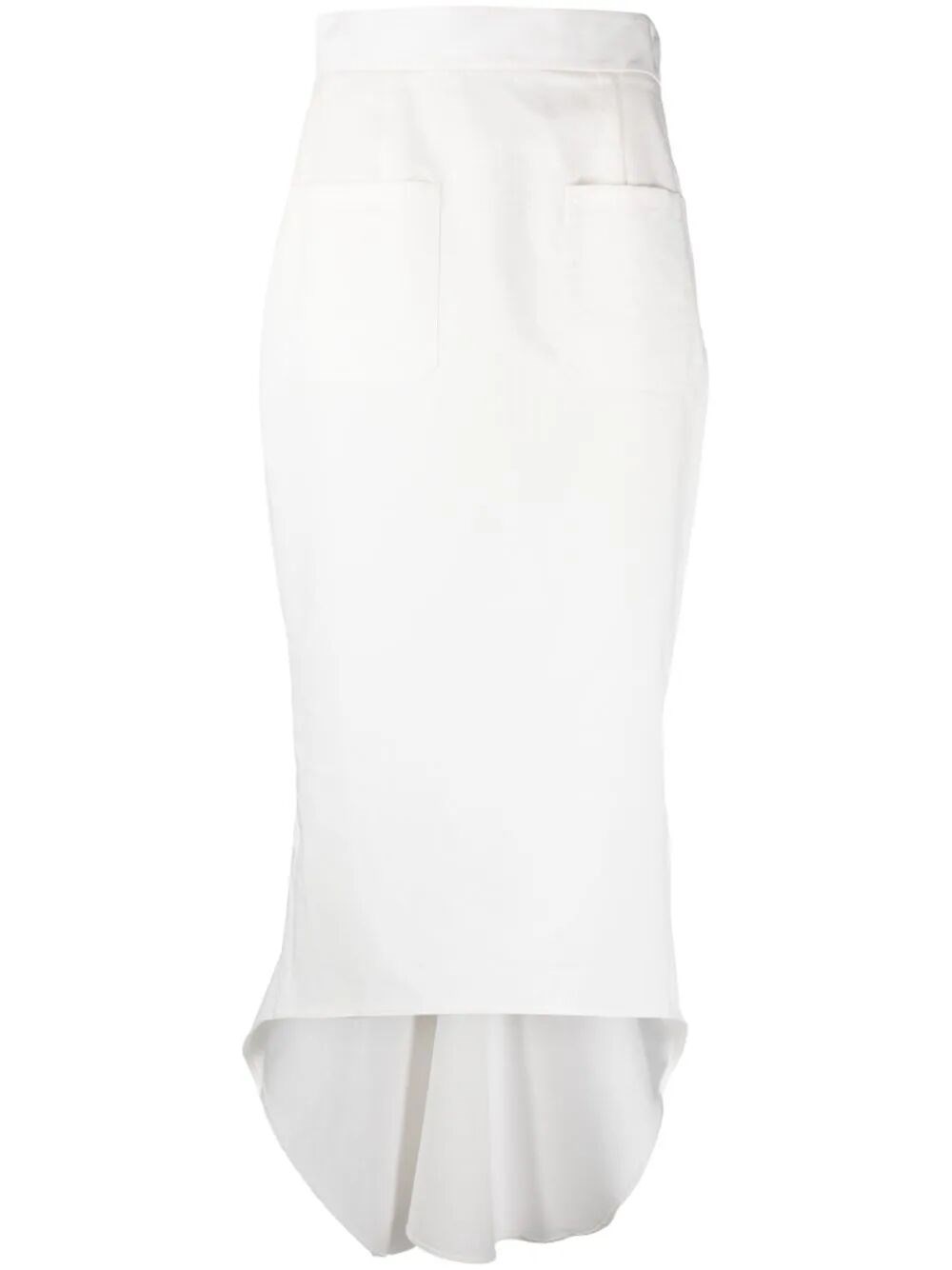 Prada High-low Hem Cut Midi Skirt In White
