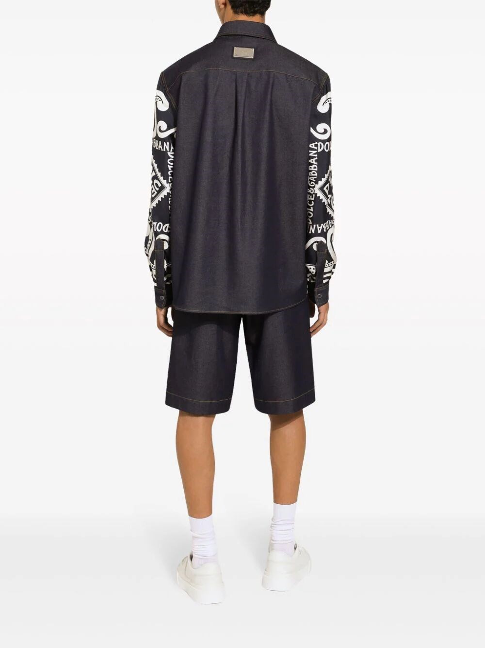 Silk blend denim bermuda