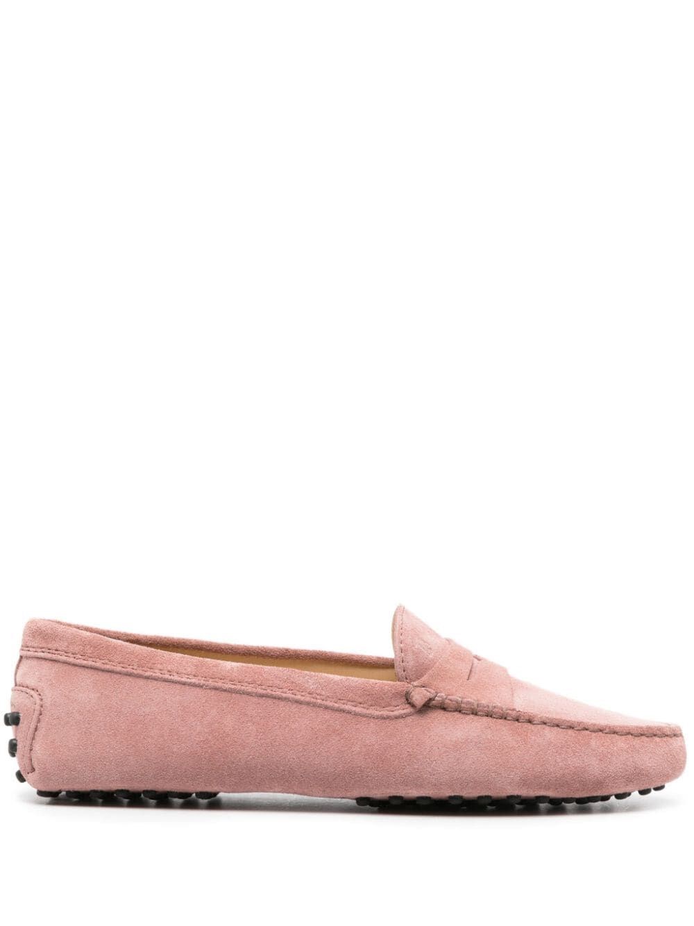 Tod's Tods Womens Tan Mocassino Gommini Suede Driving Shoes In Pink & Purple