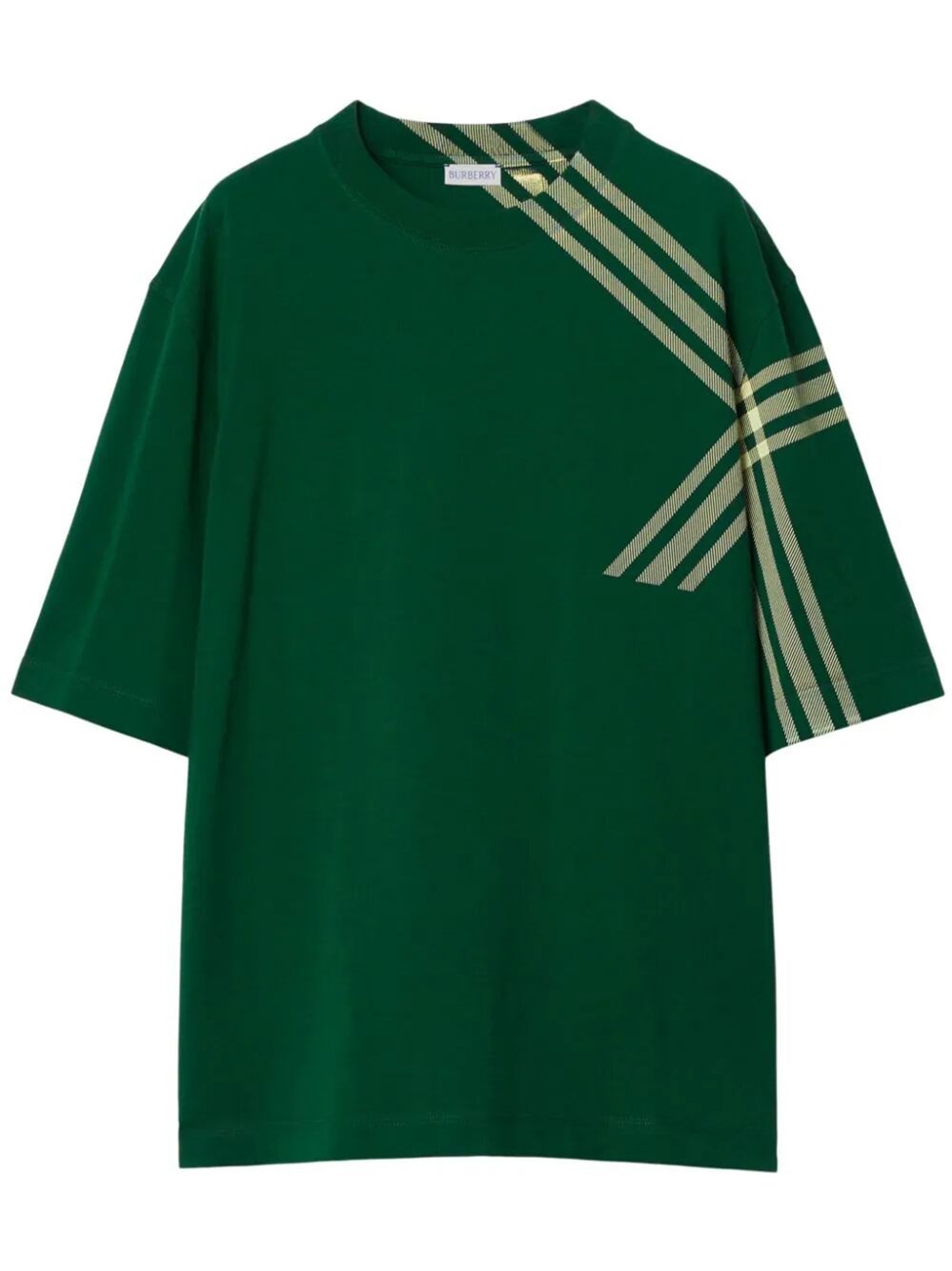 Shop Burberry Check Detail T-shirt In Green