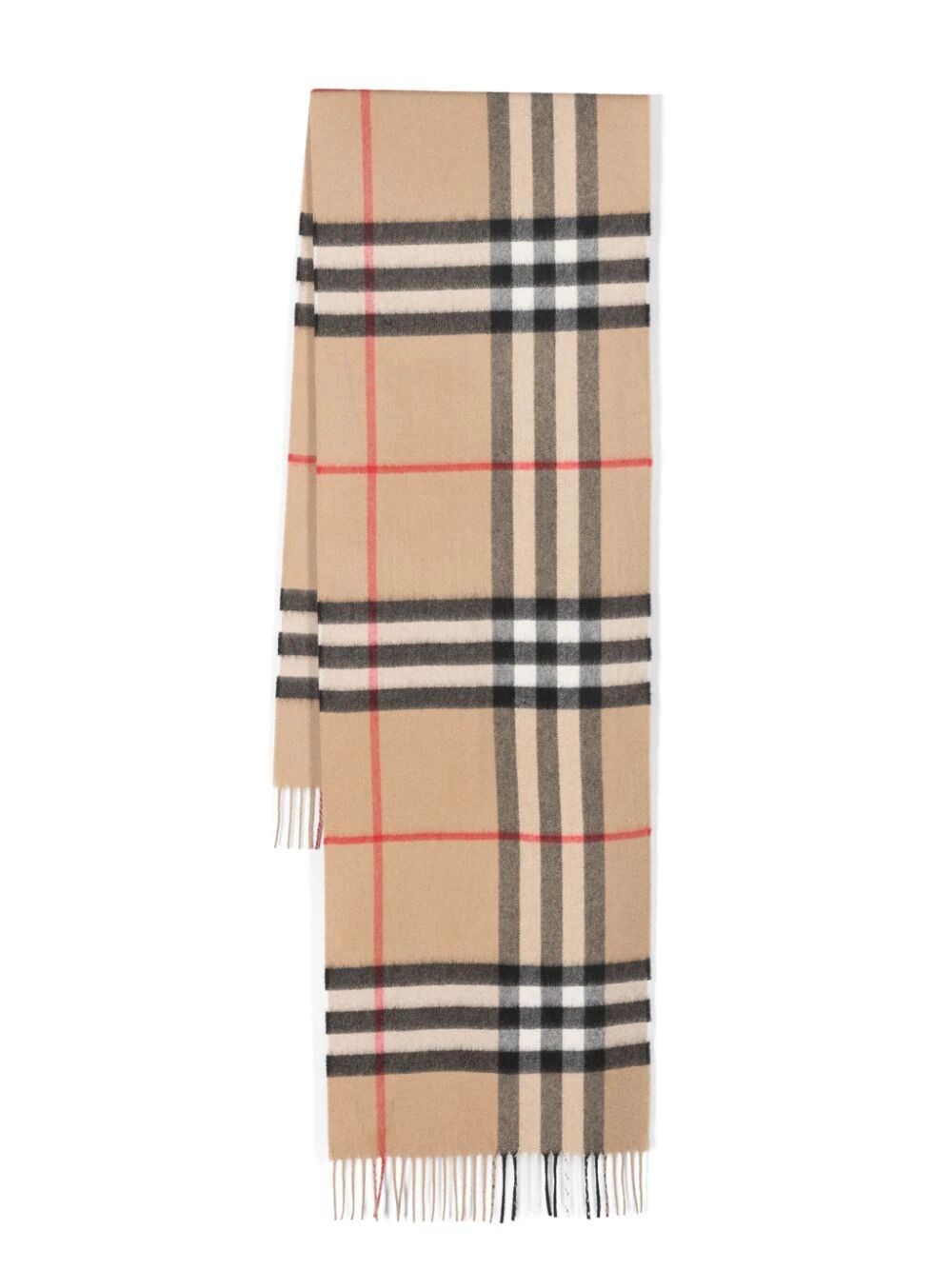 Burberry Soft Checked Cashmere Scarf With Fringed Edges In Brown