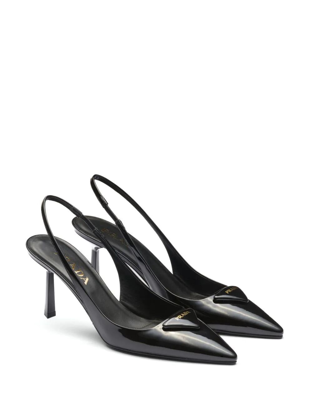 Patent leather slingback pumps
